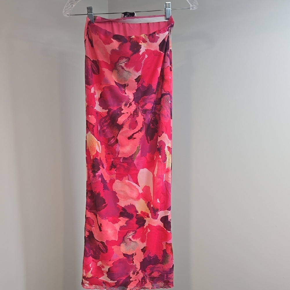 Beginning Boutique Pink and Red Maxi Pencil Skirt Resort Wear